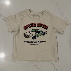 H&M Cream Graphic Tee with Car Print